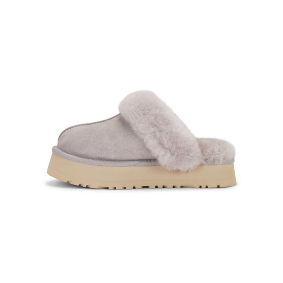 UGG Disquette Campfire Grey Women’s Platform Shearling Slippers Neutral Slip On - Picture 9 of 10